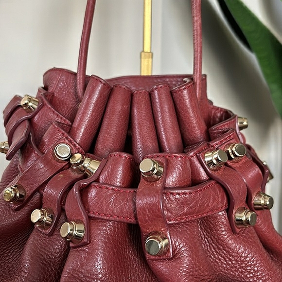 🍷Y2K ALEXANDER WANG Wine Leather Studded Diego Bucket Bag🍷 - Picture 3 of 12